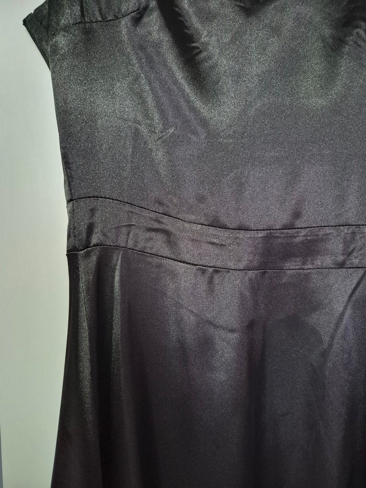 Siyah V Yakalı Drapeli Uzun Abiye Elbise - Görsel 4