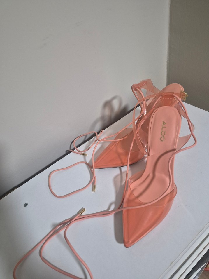 Aldo Turuncu Bağcıklı Sivri Burun Topuklu Ayakkabı - Görsel 3