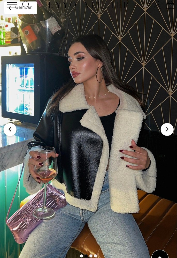 Kürklü Siyah Deri Kadın Ceket - Görsel 2