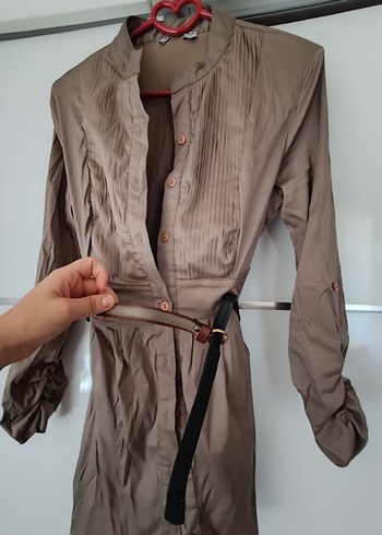 LC Waikiki Bej Kemerli Uzun Kollu Bluz