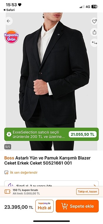 HUGO BOSS takım elbise ceketi