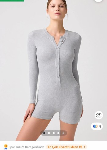 Los Ojos Xl Siyah Kadın Uzun Kollu Mini Tulum - Görsel 2