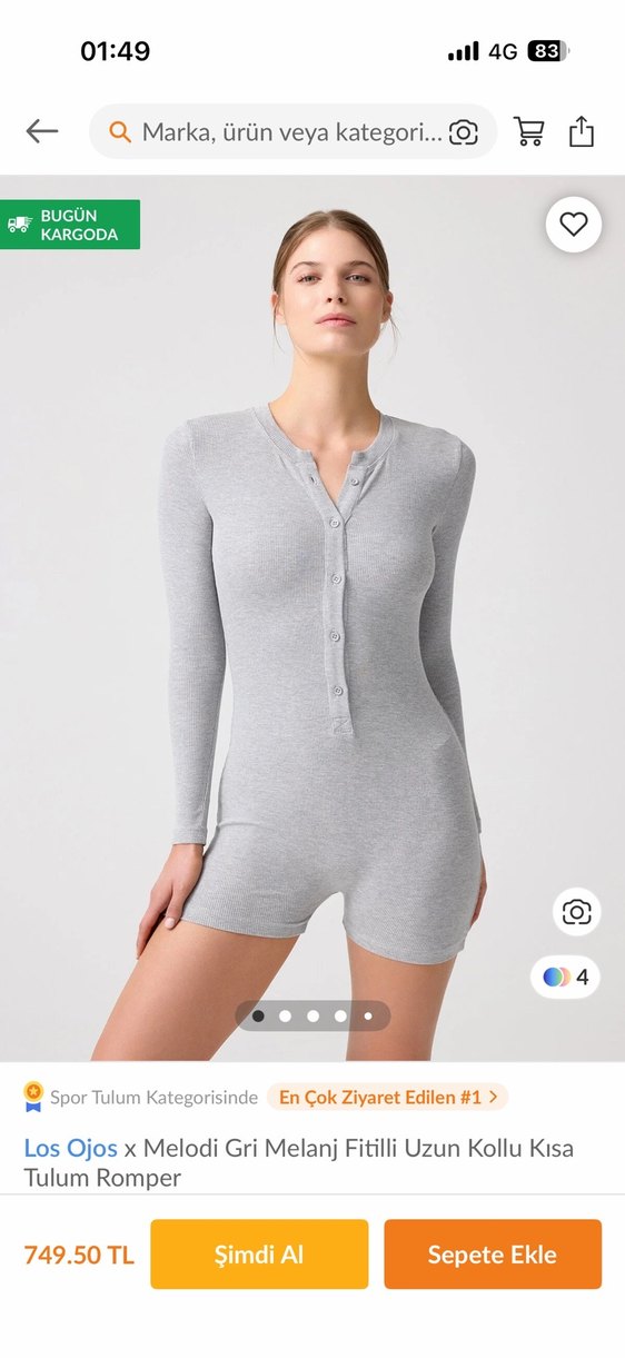 Los Ojos Xl Siyah Kadın Uzun Kollu Mini Tulum - Görsel 2