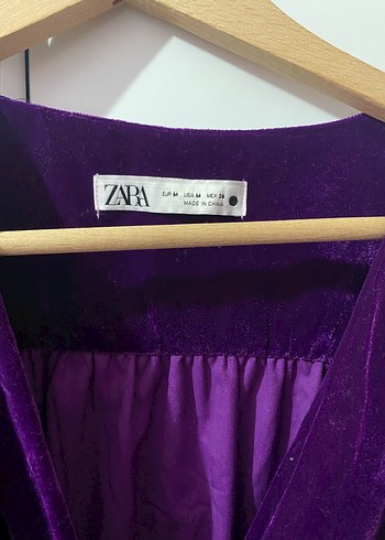 Mor V Yaka Drapeli Kadın Bluz - Görsel 2