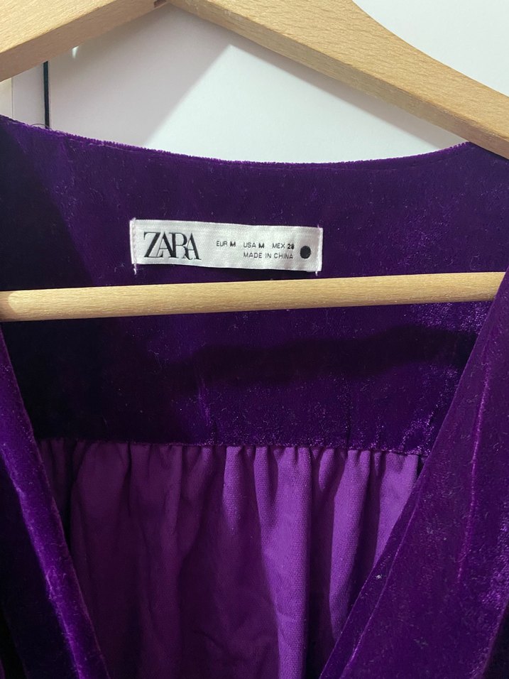 Mor V Yaka Drapeli Kadın Bluz - Görsel 2