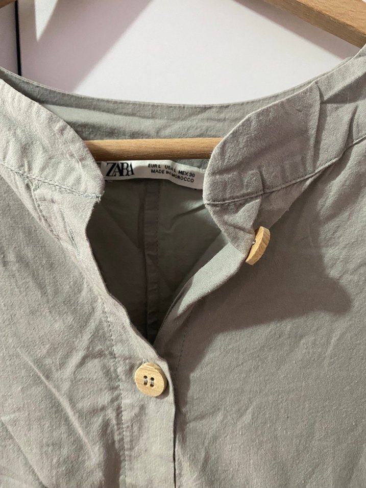 Düğmeli Bohem Keten Midi Tunik - Görsel 2