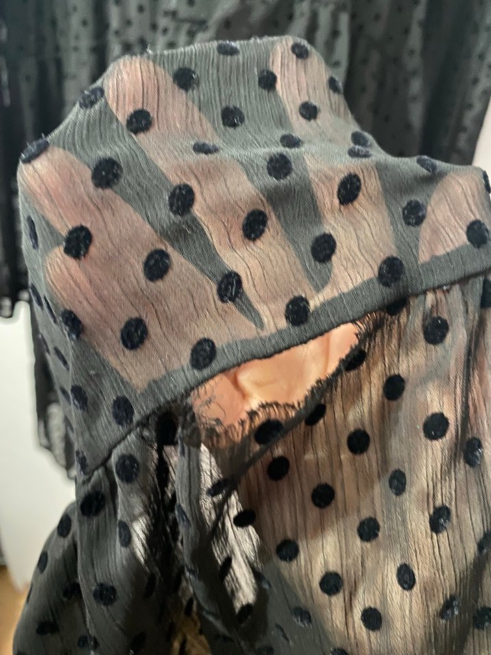 Uzun Kollu Siyah Puantiyeli Mini Elbise - Görsel 4