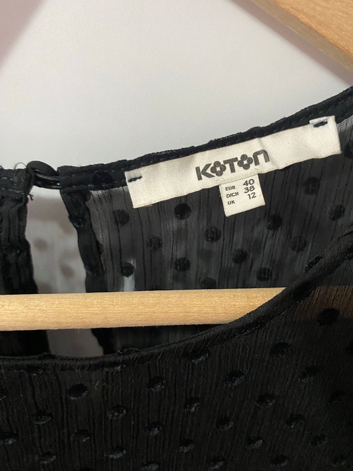 Uzun Kollu Siyah Puantiyeli Mini Elbise - Görsel 2