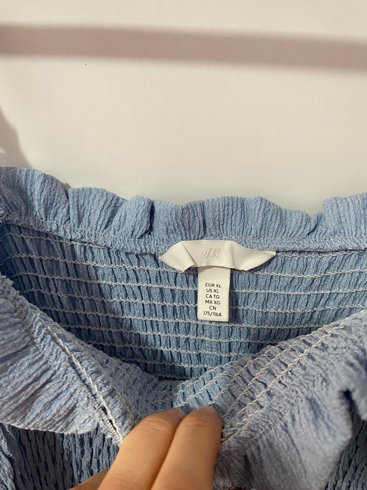 Mavi Askılı Midi Keten Elbise - Görsel 3