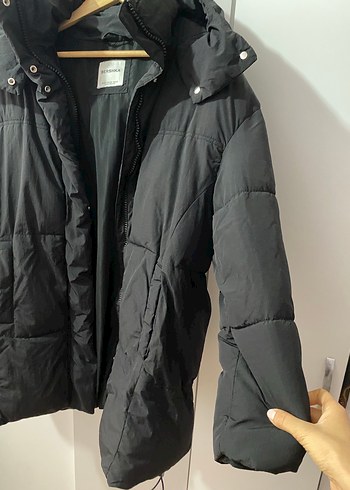 Siyah Kadın Midi Kışlık Mont - Görsel 4