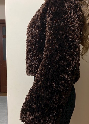 Kahverengi Kadın Kürk Detaylı Midi Ceket (El Emeği) - Görsel 2