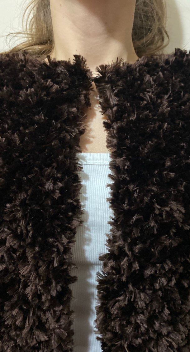 Kahverengi Kadın Kürk Detaylı Midi Ceket (El Emeği) - Görsel 3