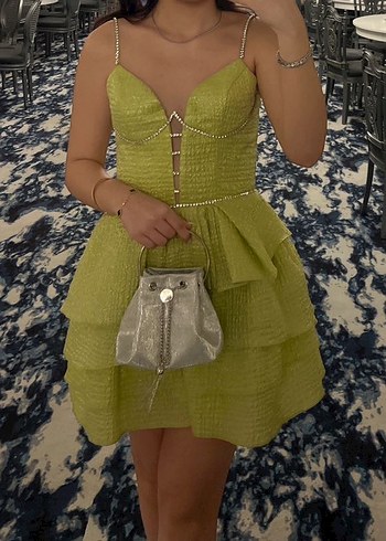 Yeşil Mini Abiye Elbise - Görsel 2