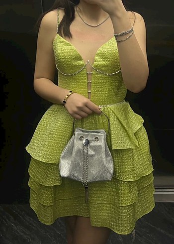 Yeşil Mini Abiye Elbise - Görsel 4