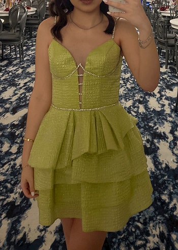 Yeşil Mini Abiye Elbise - Görsel 3