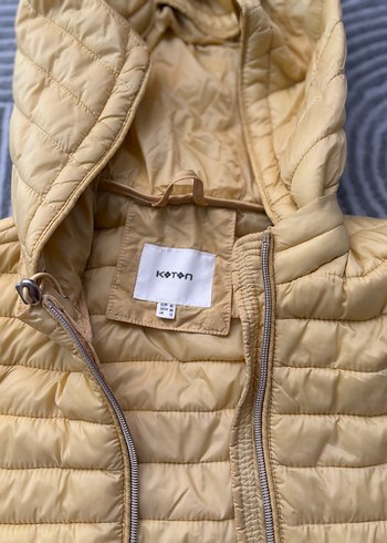 40 Beden sarı Renk Sarı Kapüşonlu Kadın Mont