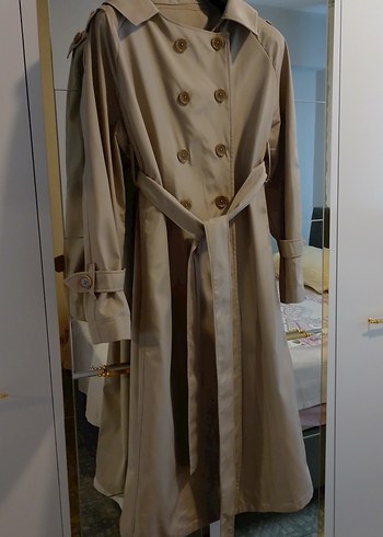Bej Kadın Uzun Trenchcoat