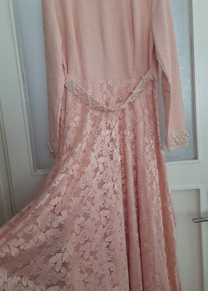 Somon rengi elbise - Görsel 2