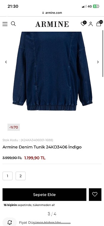 xl Beden Armine marka tunik