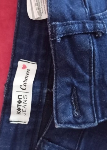 Koton Düğmeli Koton Kadın Mavi Denim Pantolon