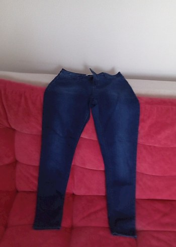 diğer Beden mavi Renk Düğmeli Koton Kadın Mavi Denim Pantolon