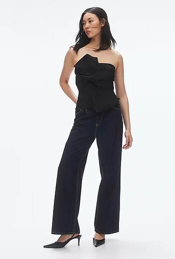 s Beden siyah Renk H&M önü fiyonklu bandeau üst