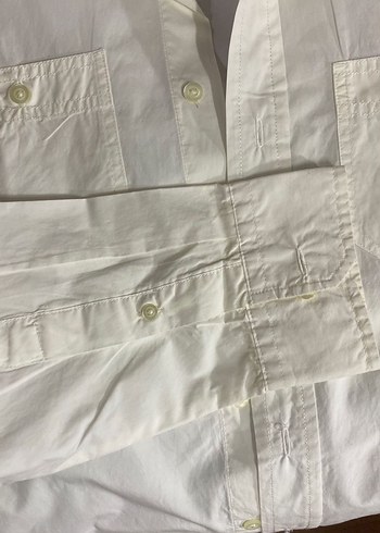 Erkek GAP Beyaz Keten Düğmeli Kısa Kollu Gömlek - Görsel 3