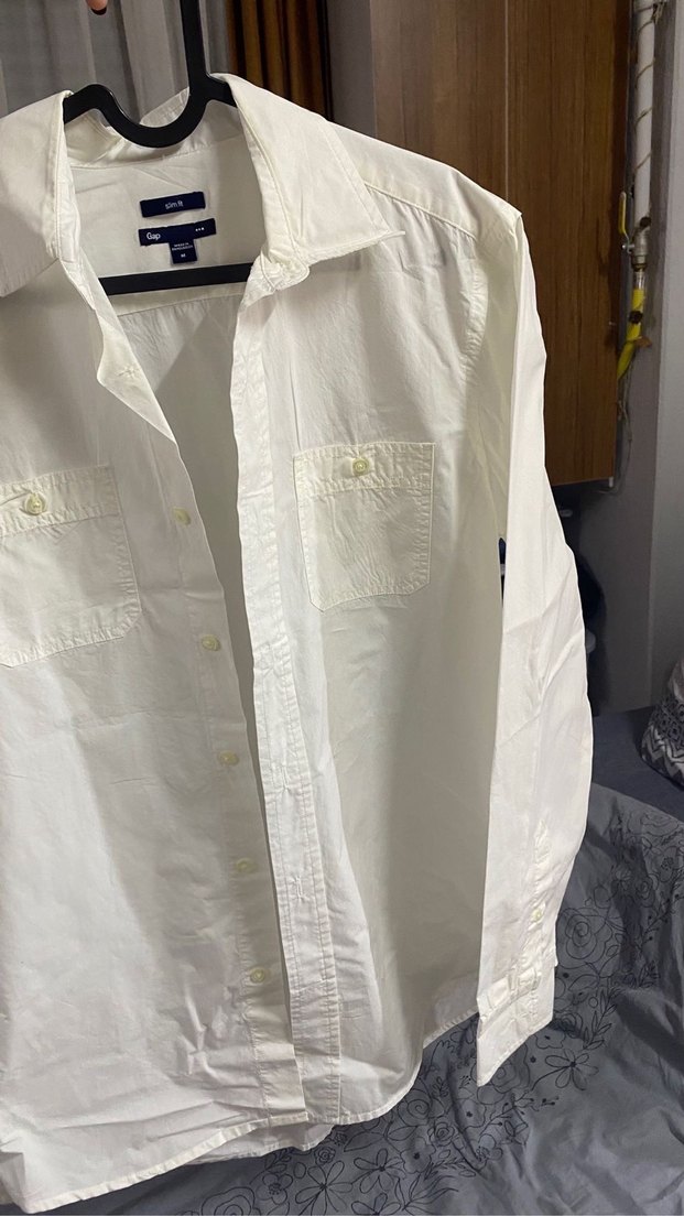 Erkek GAP Beyaz Keten Düğmeli Kısa Kollu Gömlek - Görsel 5