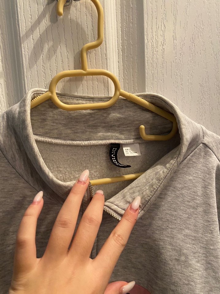 Gri Kadın Fermuarlı Sweatshirt - Görsel 2