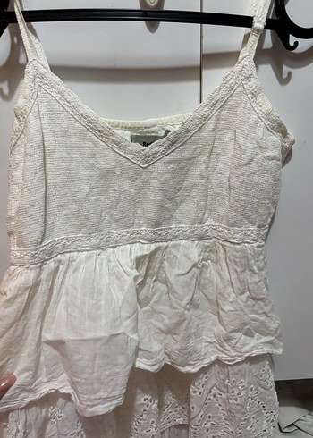 Beyaz Dantel Detaylı Bohem Midi Elbise - Görsel 3