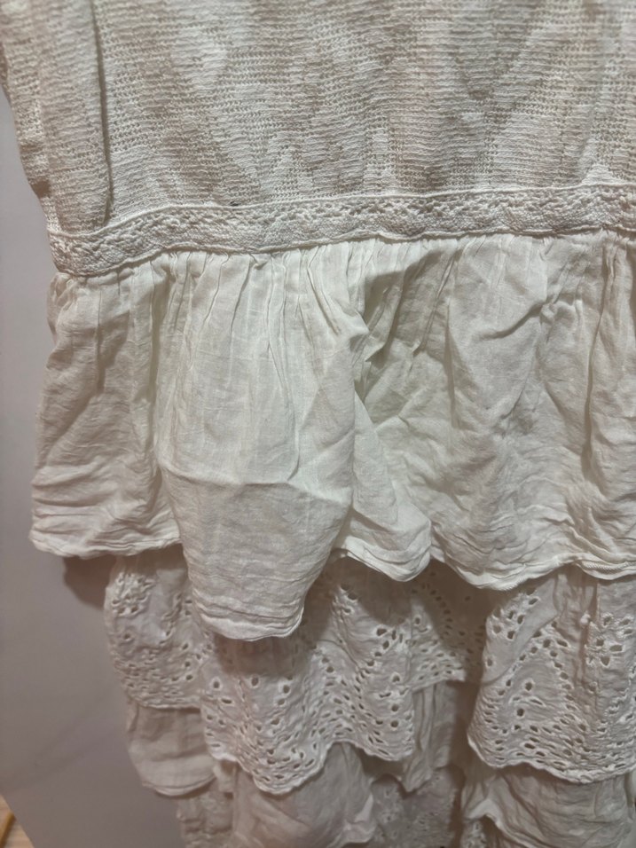 Beyaz Dantel Detaylı Bohem Midi Elbise - Görsel 4