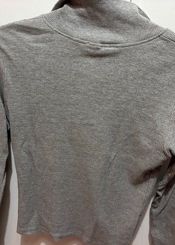 Gri Uzun Kollu Polo Yaka Kadın body - Görsel 3