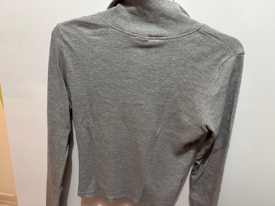 Gri Uzun Kollu Polo Yaka Kadın body - Görsel 3