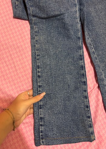 Düğmeli Mavi Denim Kadın Jean - Görsel 2