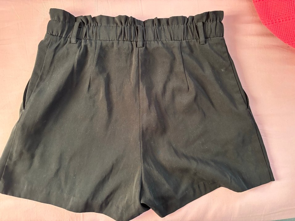 Siyah Keten Bel Detaylı Hamile Şortu - Görsel 3