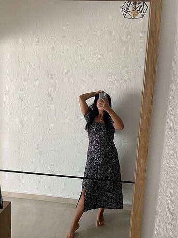 Günlük elbise kısa kol yırtmaçlı
