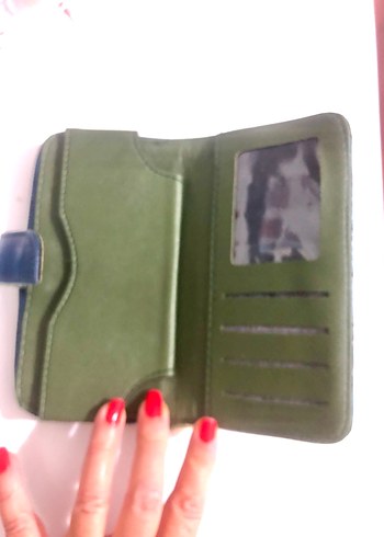 Turkuaz Deri Yılan Desenli Fermuarlı Cüzdan - Görsel 3