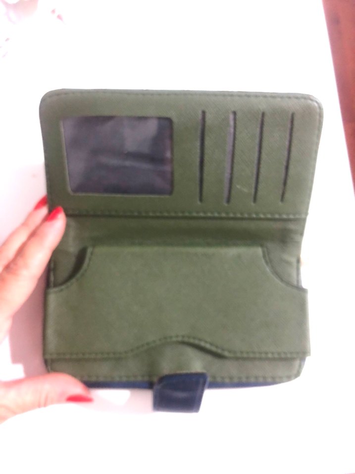 Turkuaz Deri Yılan Desenli Fermuarlı Cüzdan - Görsel 2