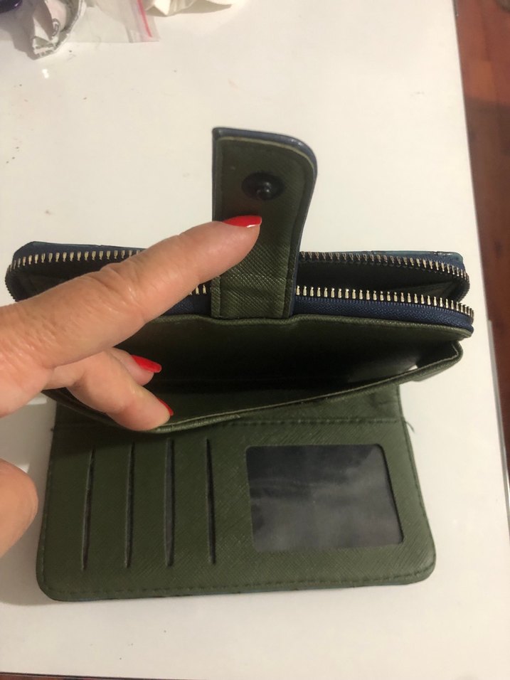 Turkuaz Deri Yılan Desenli Fermuarlı Cüzdan - Görsel 5