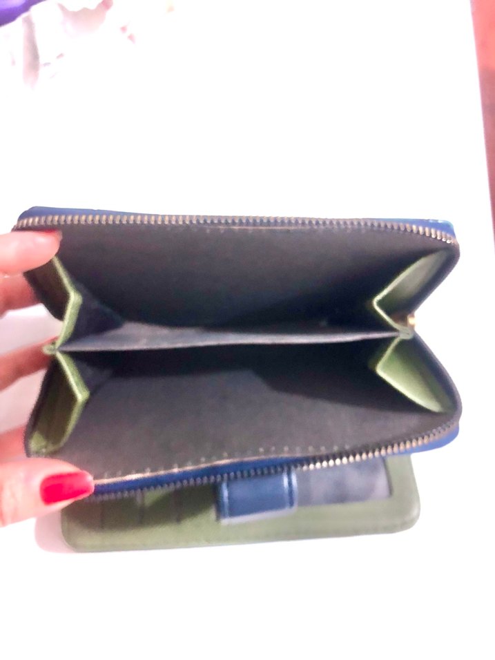 Turkuaz Deri Yılan Desenli Fermuarlı Cüzdan - Görsel 4