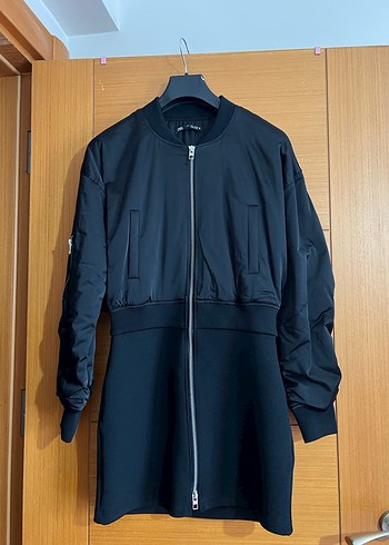 Siyah Fermuarlı Kadın bomber elbise - Görsel 2