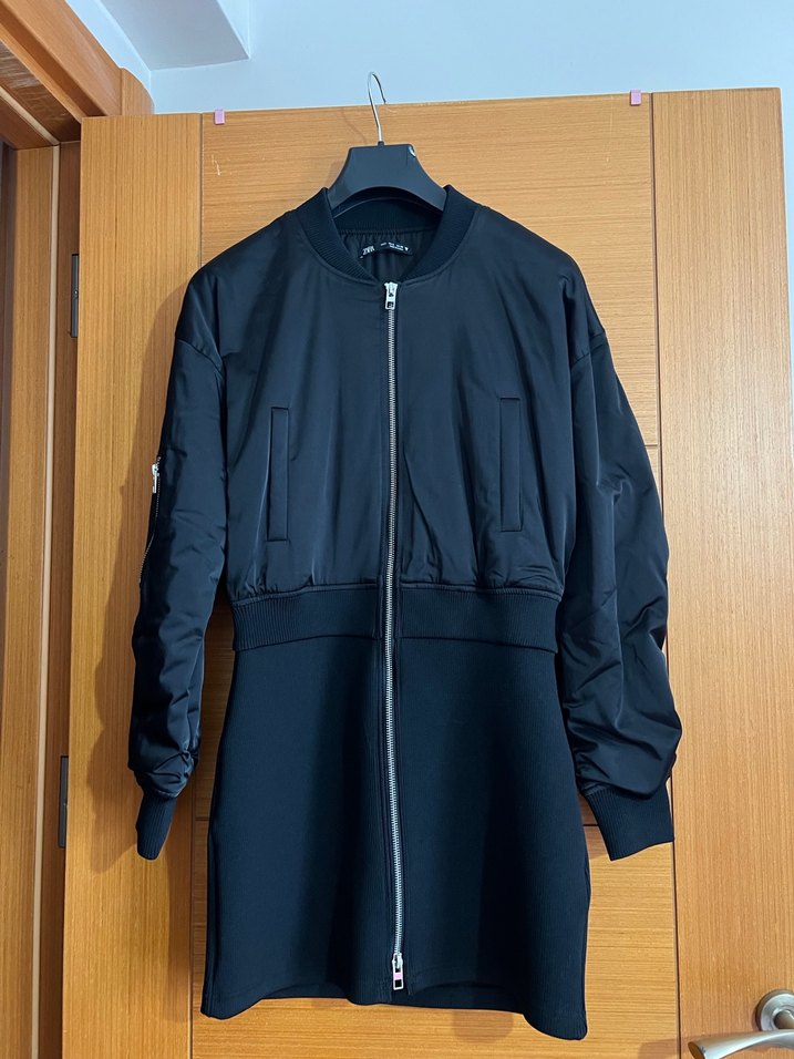 Siyah Fermuarlı Kadın bomber elbise - Görsel 2