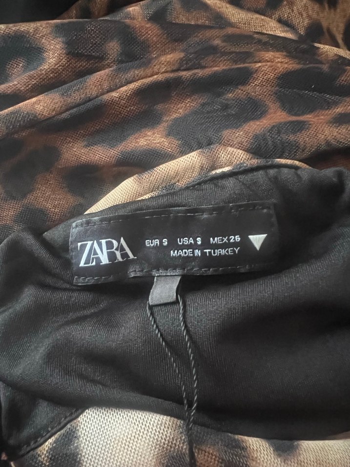 Leopar Desenli Drapeli Uzun Elbise - Görsel 4