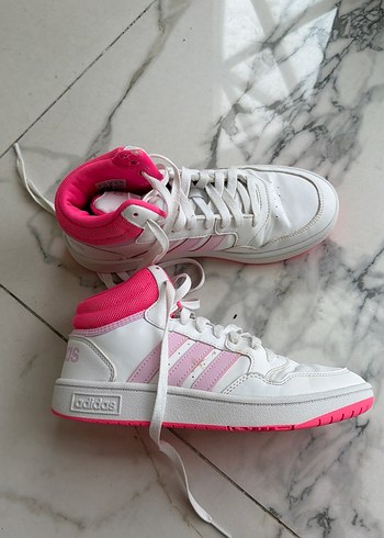 Pembe Bağcıklı Yüksek Top Kadın Spor Ayakkabı - Görsel 2