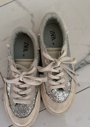 Gri Süet Platform Topuklu Parlak Kadın Spor Ayakkabı - Görsel 3