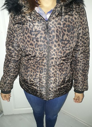 xl Beden Leopar desenli Mont