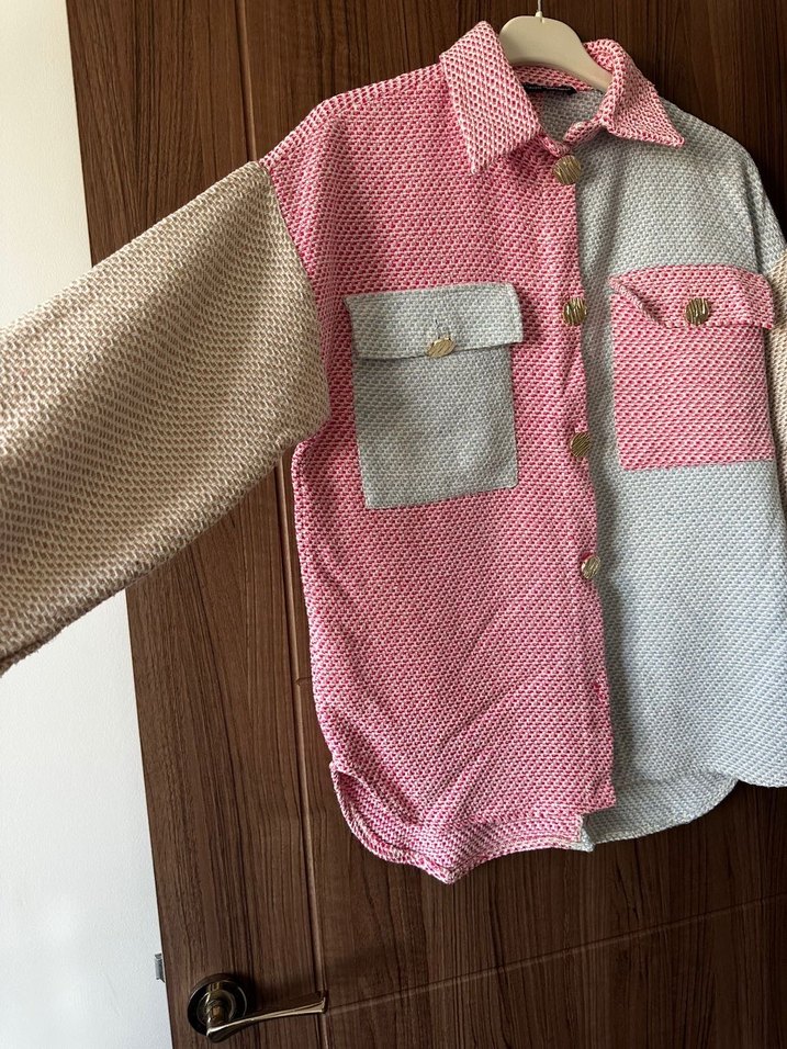 Renkli Düğmeli Uzun Kollu Kadın Gömlek - Görsel 4