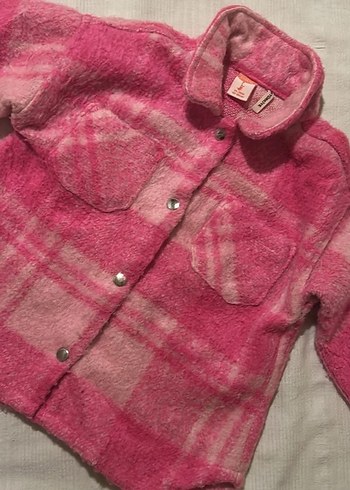 Kız Çocuk Pembe Düğmeli Polar Gömlek - Görsel 3
