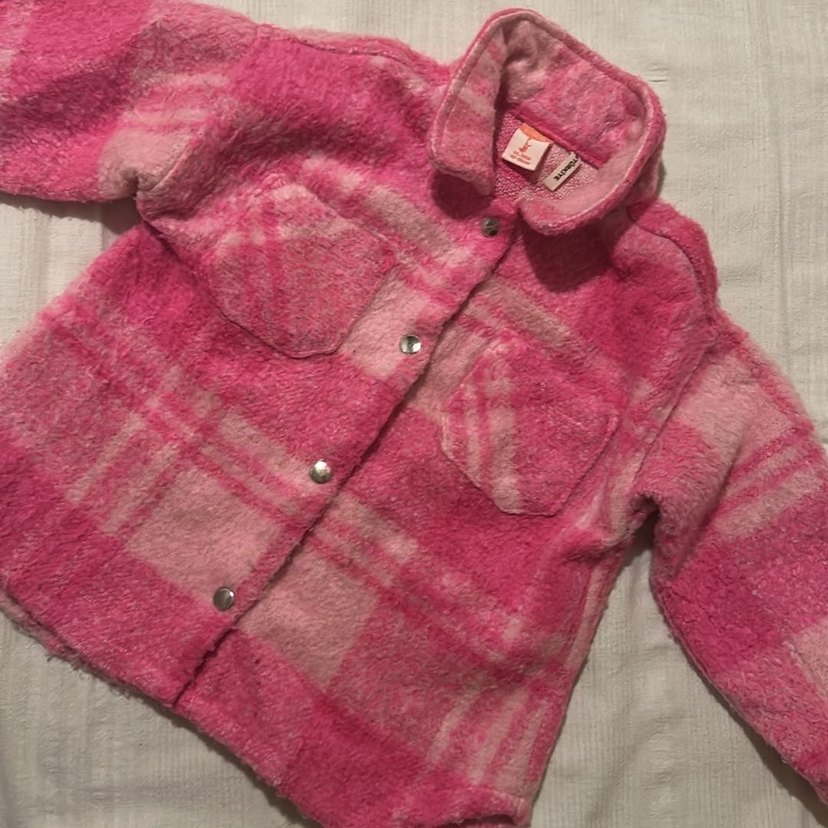 Kız Çocuk Pembe Düğmeli Polar Gömlek - Görsel 3