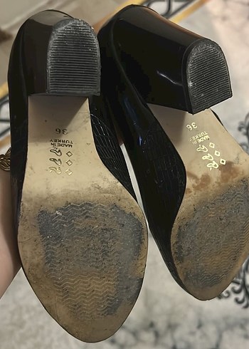 Siyah Yılan Desenli Bağcıklı Stiletto - Görsel 5